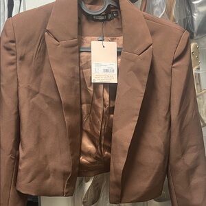 Missguided + Women's brown Cropped Blazer